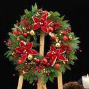 Christmas Wreaths for Front Door- 24 Inch Outdoor Prelit Christmas Door Wreath with Lights, Lighted Xmas Wreath with Poinsettia Flowers,Red Berries,Golden Ball- Home Christmas Decorations — 7