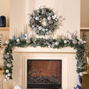 Valery Madelyn 24'' Pre-Lit Christmas Wreath for Front Door with Light, Large Lighted Outdoor Christmas Wreath with Silvery White Xmas Balls & Pinecones for Home Porch Fireplace Window Holiday Decor — 1