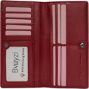 Bveyzi Ultra Slim Thin Leather RFID Blocking Credit Card Holder Bifold Clutch Wallets for Women - Wine Red - Leather — 1
