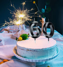 Black 60 Birthday Candles,60th Birthday Decorations for Women Men — 4