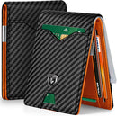 GSOIAX Slim Wallet for Men Rfid Blocking Leather Bifold Front Pocket Carbon Fiber Men's Money Clips Credit Card Holder With Gift Box (Carbon Orange money clip)