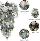 Valery Madelyn Pre-Lit Christmas Teardrop Swag for Decorating Outdoor, 24 Inch Sliver White Mailbox Swag Decoration with 20 LED Lights, Ball Ornaments for Front Door Stairway Window Shelf Xmas Decor — 5