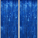 DECOCKRAT 2 Pack Foil Fringe Backdrop - Royal Blue Shiny Tinsel Curtains for Party Decoration/Photo Booth Props - 3.3x6.6 FT Metallic Foil Backdrop for Birthday, Wedding, Graduation, Christmas. — 1