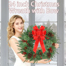 26 Inch Christmas Wreath Decorations,Artificial Wreaths with 50 LED Lights 8 Modes & Timer & Remote Control,144 PVC Tips,Large Red Bow,Pine Cones,Berries for Front Door,Indoor/Outdoor Holiday Decor — 7