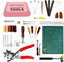 MINUS MUKYS Leather Working Kit Complete Leather Tools Set for Crafts Shoe Repair Kit Belts Includes Hole Puncher for Crafts Sewing Tools Awl Stitching Tool Cutting Mat Ideal for Beginners — 1