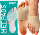 Brison Metatarsal Pads for Women and Men Ball of Foot Cushion - Gel Sleeves Cushions Pad - Fabric Soft Socks for Supports Feet Pain Relief - 2 Pairs (Beige, Medium) 1