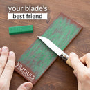 Hutsuls Brown Leather Strop with Compound - Get Razor-Sharp Edges with Stropping Kit, Green Honing Compound & Vegetable Tanned Two Sided Knife Sharpener Step-by-Step Guide Included — 4