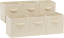 Amazon Basics Collapsible Fabric Storage Cubes Organizer with Handles, Sturdy Storage Bins for Organization, 10.5" x 10.5" x 11", Beige, 6-Pack — 1