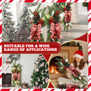 Lyrow 4 Pack Christmas Artificial Swags 24" Xmas The Cordless Prelit Stairway Swag Teardrop Trim Wreath Door Stair Garland Christmas Decoration for Outdoor Home Garden Decor(Red White,Retro Style) — 3