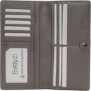 Bveyzi Ultra Slim Thin Leather RFID Blocking Credit Card Holder Bifold Clutch Wallets for Women - Grey - Leather — 1