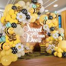 ALL-IN-1 Bee Balloons Garland Kit & Arch - Small and Large Black Yellow and White Bumble Bee Balloons for What Will It Bee Gender Reveal Party Supplies, Baby Shower Decorations, or Honey Bee Birthday | Yellow, White, Gold, Black Polka Dot — 1