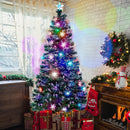 Juegoal 6 ft Pre-Lit Optical Fiber Christmas Artificial Tree, RGB Color Changing LED Lights, Snowflakes & Top Star, Fake Xmas Tree with Metal Legs — 1