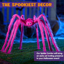 JOYIN Halloween Spider Decorations Outdoor, 5 Ft Giant Neon Colored Pink Spider with Green Eyes for Yard Lawn Garden Halloween Outside Decor, Indoor Haunted House Prop and Party Decor Home — 6