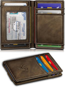 BULLIANT Magnetic Slim Leather Pocket Wallet Money Clip For Men 12Cards - Alaska Leather - Coffee — 2