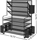 Simple Trending 7 Tier Desk File Organizer, Letter Tray Paper Organizer with Pen Holder and Metal Hanging Basket, Black — 6