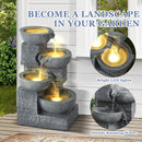 Grepatio 4-Tiers Indoor/Outdoor Garden Water Fountain, 21.9" H Cascading Water…