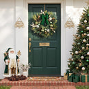 DecorbyHannah 24" Pre-Lit Christmas Wreath for Front Door with Lights, Large Green Gold Lighted Christmas Wreaths for Window with Bow Ornaments, Battery Operated Outdoor Winter Xmas Wreath Decor — 3