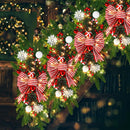 Lyrow 4 Pack Christmas Artificial Swags 24" Xmas The Cordless Prelit Stairway Swag Teardrop Trim Wreath Door Stair Garland Christmas Decoration for Outdoor Home Garden Decor(Red White,Retro Style) — 1