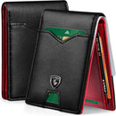 GSOIAX Slim Wallet for Men Rfid Blocking Leather Bifold Front Pocket Carbon Fiber Men's Money Clips Credit Card Holder With Gift Box (Black and Red)