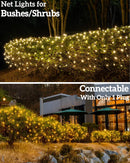 Led Christmas Net Lights for Bushes, 132LED 6FT x 6FT Connectable UL Certified Net Lights for Bushes Tree Shrubs Xmas Trunk Green Wire Christmas Decorations — 6