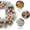 DecorbyHannah 24'' Pre-Lit Christmas Wreath for Front Door with Lights, Large Pink Lighted Christmas Wreaths with Ornaments for Window, Battery Operated Outdoor Xmas Wreath for Winter Holiday Decor — 4