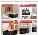 BAMBOO LAND- Plastic Storage Baskets with Bamboo Lid, 6 pcs, Black Small Pantry Storage Baskets with Lids — 5
