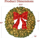 Best Choice Products 60in Large Artificial Pre-Lit Fir Christmas Wreath Holiday Accent Decoration for Door, Mantel w/Red Lighted Bow, 375 LED Lights, 930 PVC Tips, Power Plug-in — 7