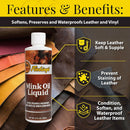 Fiebing's Liquid Mink Oil for Leather Boots (8 fl oz) - Leather Cleaner & Conditioner - Waterproof, Preserve, Soften All Smooth Leathercraft & Vinyl - Prevents Salt Stains - Use On Couch, Shoe, Purse — 2