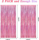 2 Pack Glitter Pink Backdrop, 3.28 FT x 7.05 FT Birthday Party Decorations, Laser Pink Fringe Curtains Foil Streamer Tinsel, Pink Curtains Photo Backdrop Happy Birthday Valentines Day Backdrop | 2 PCS — 1