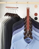 MORALVE Space Saving Hangers for Closet – 4 Pack European Beechwood 6-Tier Shirt Organizer with 360° Swivel Hook – Collapsible Clothes Hanger for Closet Organization (Hangers Not Included) — 1