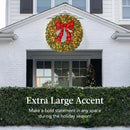Best Choice Products 60in Large Artificial Pre-Lit Fir Christmas Wreath Holiday Accent Decoration for Door, Mantel w/Red Lighted Bow, 375 LED Lights, 930 PVC Tips, Power Plug-in — 2