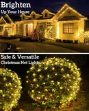 Led Christmas Net Lights for Bushes, 132LED 6FT x 6FT Connectable UL Certified Net Lights for Bushes Tree Shrubs Xmas Trunk Green Wire Christmas Decorations — 4