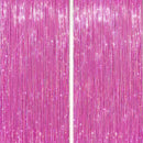 DECOCKRAT 2 Pack Foil Fringe Backdrop - Laser Pink Shiny Tinsel Curtains for Party Decoration/Photo Booth Props - 3.3x6.6 FT Metallic Foil Backdrop for Birthday, Wedding, Graduation, Christmas. — 1
