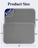 Kitsure 2 Pack Dish Drying Mat for Kitchen Counter, 20" x 14", Dark Grey