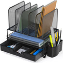 Simple Houseware Desk File Organizer for Office Supplies w/Drawer, Black — 5