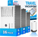 15+1 Packs Vacuum Bags for Travel with Rechargeable Pump, 3 Sizes Vacuum Seal…