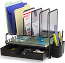 Simple Houseware Desk File Organizer for Office Supplies w/Drawer, Black — 1