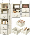 6-Shelf Hanging Closet Organizer with 3 Drawers, 2-in-1 Design, Beige — 1