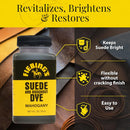 Fiebing's Mahogany Suede Dye (4 oz) - Recolor, Brighten & Restore Suede & Roughout Leather Shoes, Furniture, Purse - Includes Wool Dauber for Easy Application - Flexible When Dry, Won't Crack or Peel — 4