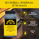 Fiebing's Grey Suede Dye (4 oz) - Recolor, Brighten & Restore Suede & Roughout Leather Shoes, Furniture, Purse - Includes Wool Dauber for Easy Application - Flexible When Dry, Won't Crack or Peel — 4