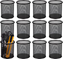 Nicunom 12 Pack Metal Pen Holder Wire Mesh Pen Cup Pencil Holder Pencil Cup for Desk Office Pen Organizer, Black — 1
