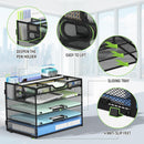 Docnest 5 Tier Mesh Desk Organizer with Removable Tray&Pen Holder, Black — 5