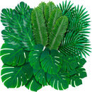 108 Pack Palm Leaves Artificial Tropical Monstera - 6 Kinds Large Small Green Fake Palm Leaf with Stems for Safari Jungle Hawaiian Luau Party Table Decoration Wedding Birthday Theme Party Decorations — 1