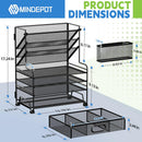 MINDEPOT 4-Tier Paper Organizer + 3-Pocket File Holder + Drawer + Pen Holders, Desktop File Organizers Paper Tray for Office Accessories School Classroom Organization (Black) — 2