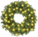 Casafield 24" Pre-Lit Fir Artificial Christmas Wreath Holiday Décor, 50 LED Lights, 200 PVC Tips for Front Door, Window, or Mantel — 1