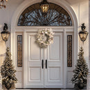 Valery Madelyn 24'' Pre-Lit Christmas Wreath for Front Door with Light, Large Lighted Outdoor Christmas Wreath with Silvery White Xmas Balls & Pinecones for Home Porch Fireplace Window Holiday Decor — 3