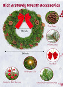 Brightown 24 Inch Pre-Lit Christmas Wreaths for Front Door, 50LED — 3