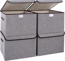 Large 22 Quart Linen Fabric Foldable Storage Bin Cube Organizer Basket with…
