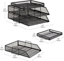 Mind Reader 2 Tier Paper Tray with Top Supply Compartment, Desktop File Organizer, Metal Mesh, Black — 3