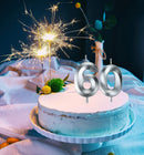 Silver 60 Birthday Candles,60th Birthday Decorations for Women Men — 4
